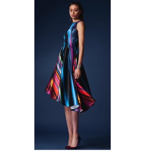 Rainbow Formal Asymmetric Stripe Multicolor Gown - Picture 6 of 11